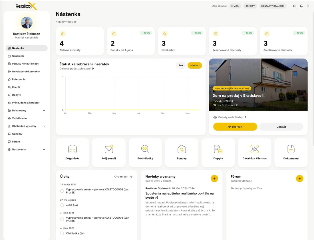 Realico X dashboard